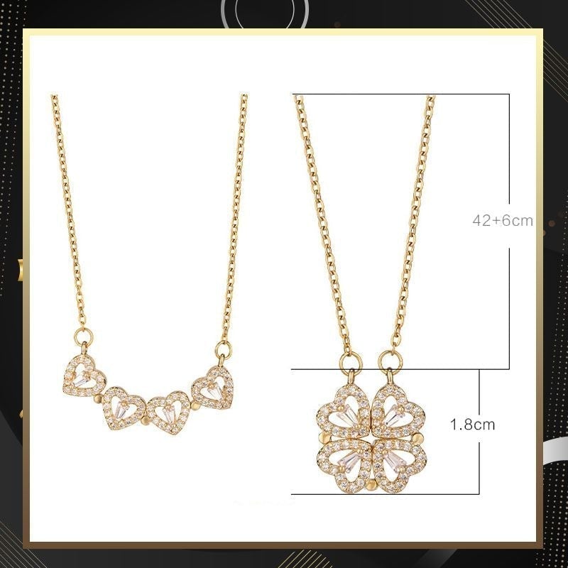 Collier trèfle à quatre feuilles en forme de cœur