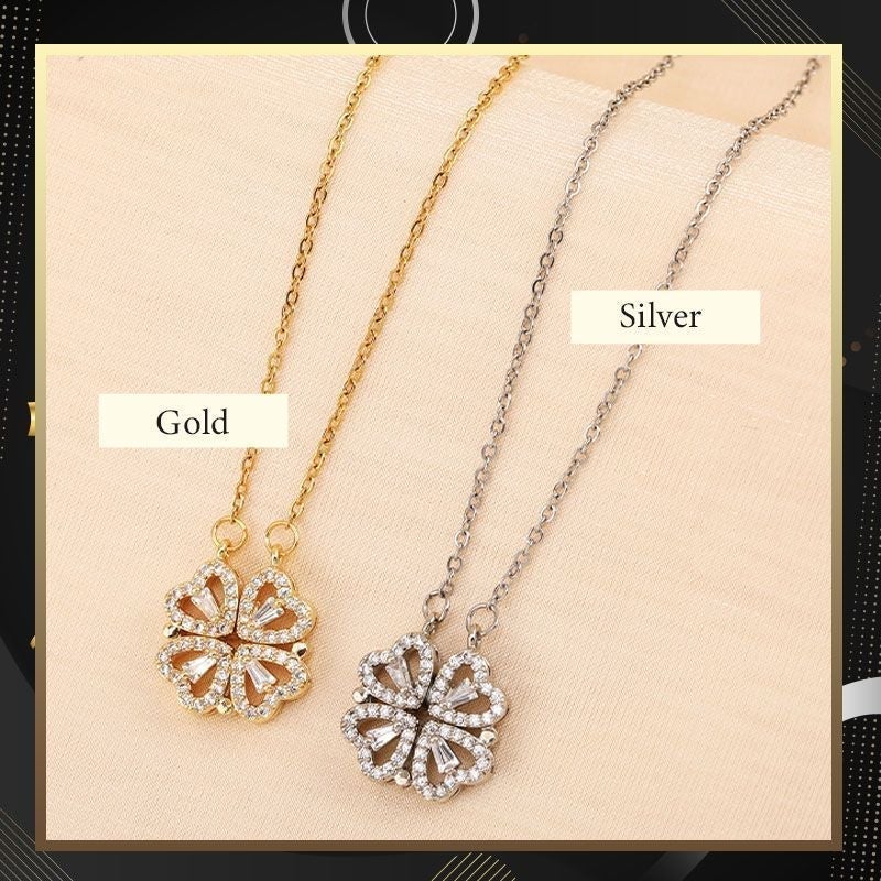 Collier trèfle à quatre feuilles en forme de cœur
