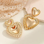 Boucles d'oreilles doubles cœurs vintage