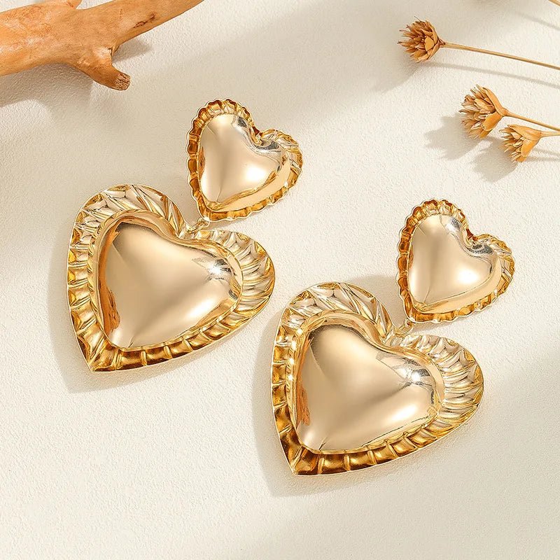 Boucles d'oreilles doubles cœurs vintage