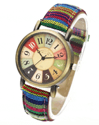 Montre rétro avec bracelet en toile denim